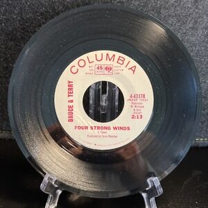 BRUCE & TERRY Four Strong Winds, Raining In My Heart COLUMBIA promo 45 pop psych